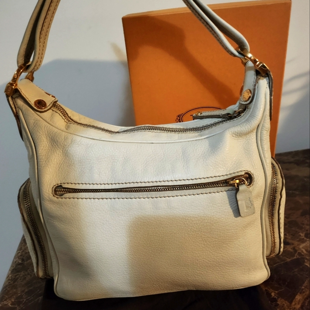 Tod's Off White Pebble Leather Bag GUC